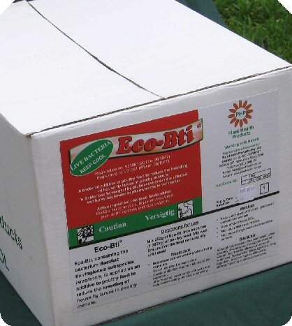 Eco-Bti; Bacterial additive to poultry feed to reduce house fly larvae